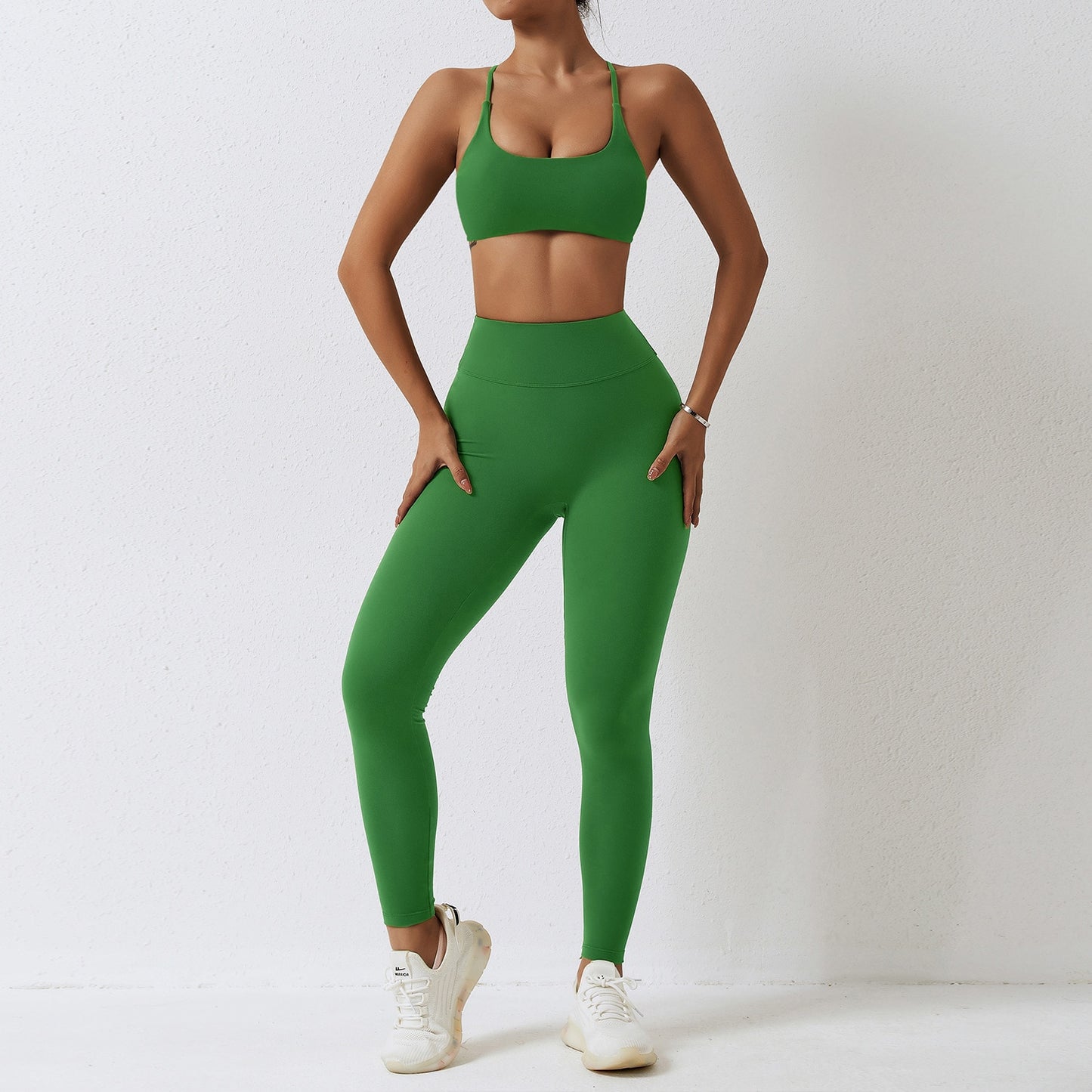 Yoga Set Women's 2-Piece Gym Clothes Push Up Clothing High Waist Leggings Fitness Shorts Sports Bra Workout Tracksuit Sportswear