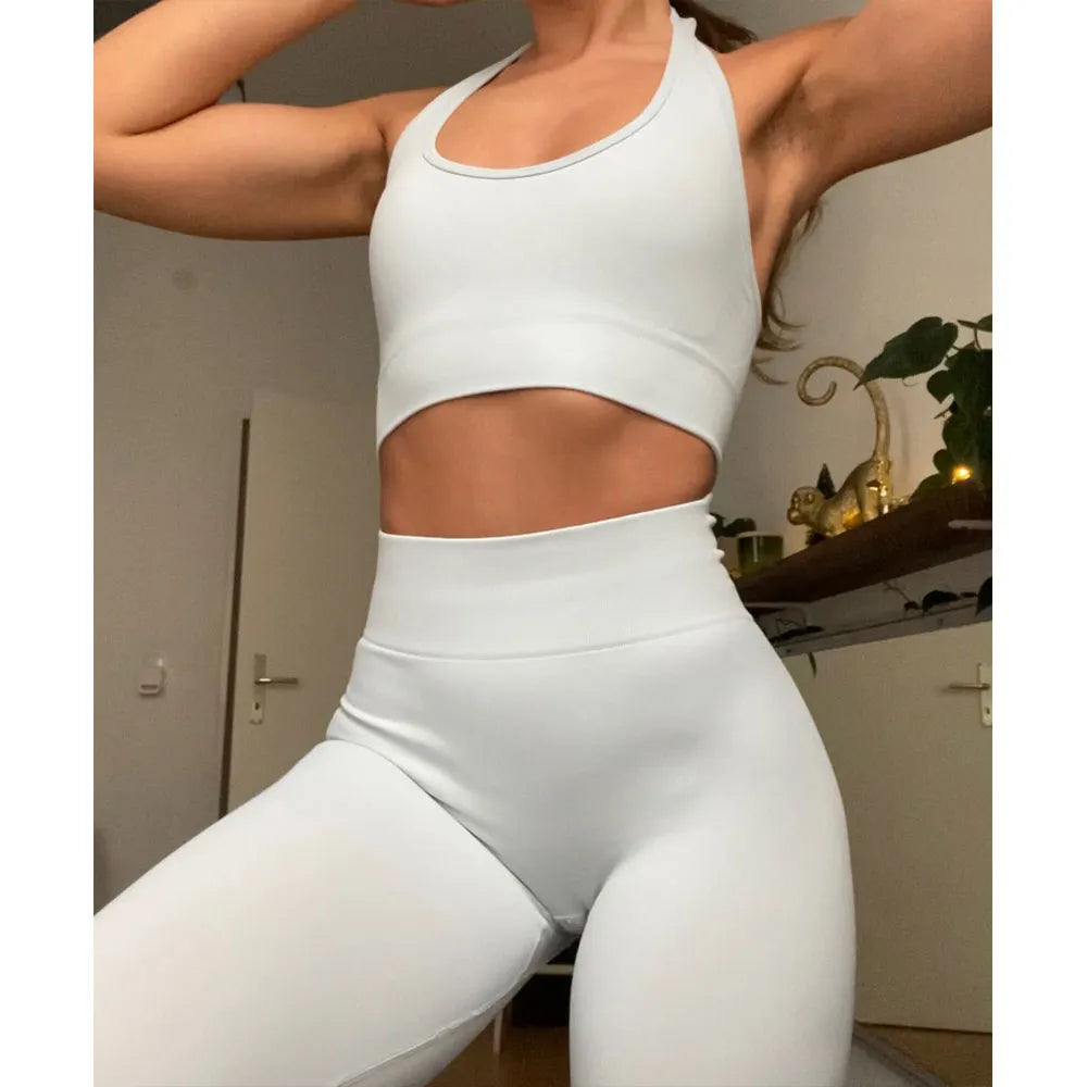 Yoga Sport Sets Fitness Sportwear Women 2 pieces Set Women's Tracksuit Sport Bra High Waist Leggings GYM Shorts Workout Clothes